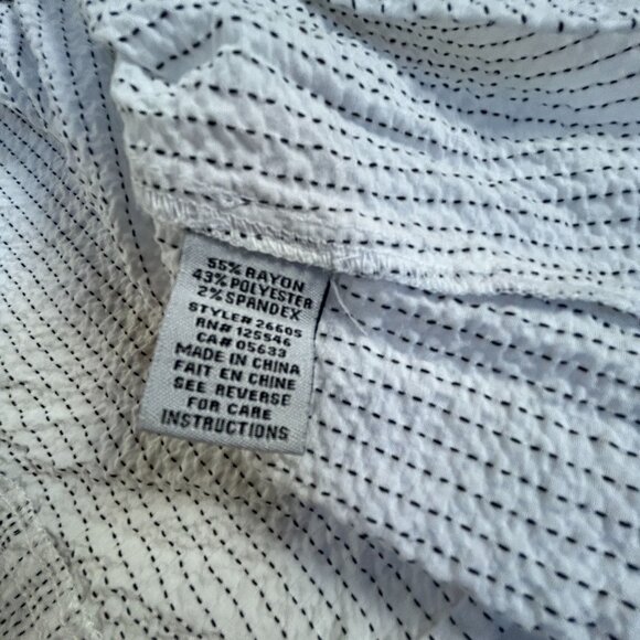 Habitat Womens White Black Striped Textured Button-Up Oversized Shirt Artsy Top - Picture 8 of 9